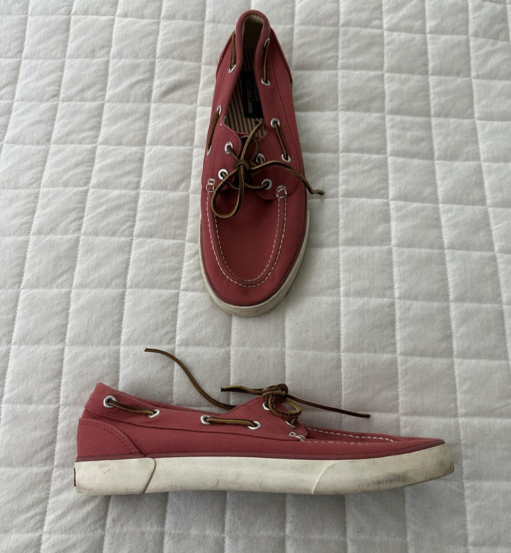 Polo Ralph Lauren Shoes Mens 9D Red Canvas Sander Boat Nautical Preppy Classic